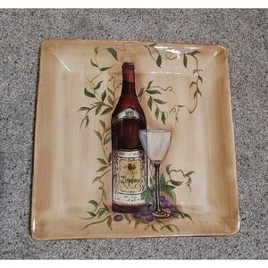 CERTIFIED INTERNATIONAL KATE McROSTIE Wine Vine Grape Platter 13X13 OLD ITALY